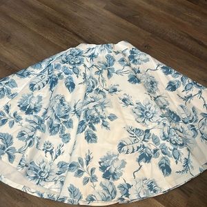 CHICWISH Women's Blue Watercolor Peony Flare Midi Skirt Size Small